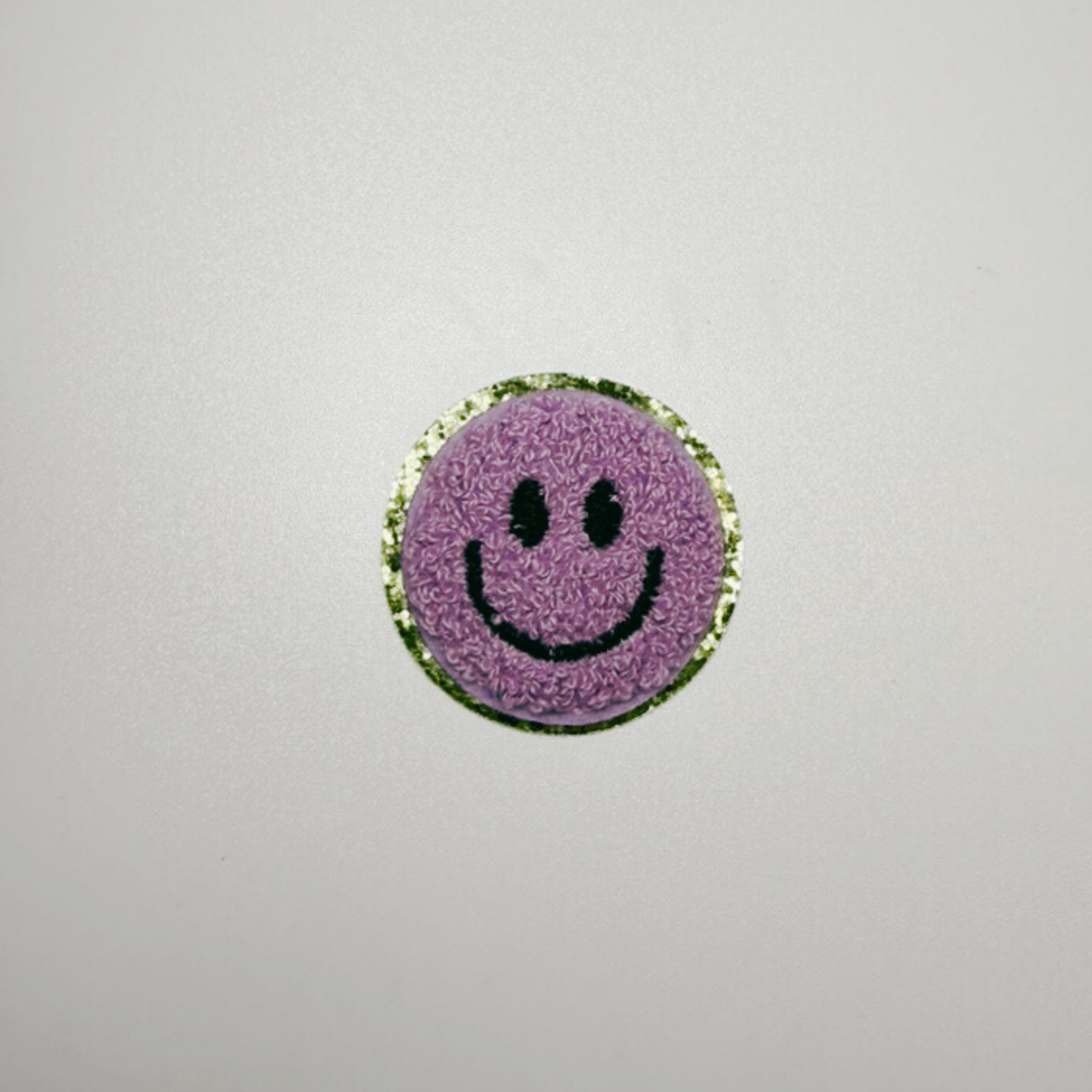 2in Smiley Face chenille hat patch - in Purple