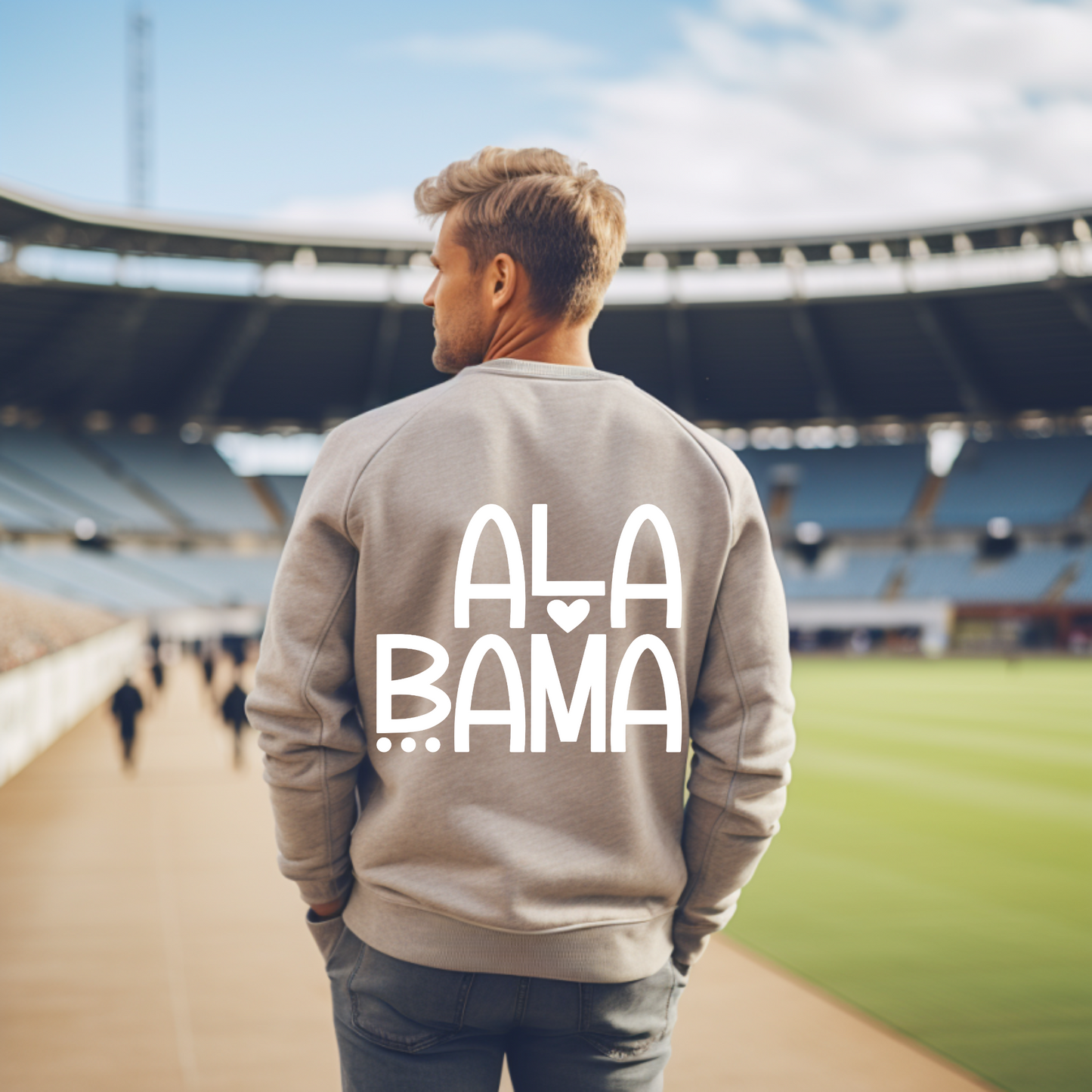 (shirt not included) ALABAMA Heart in White- Screen print Transfer