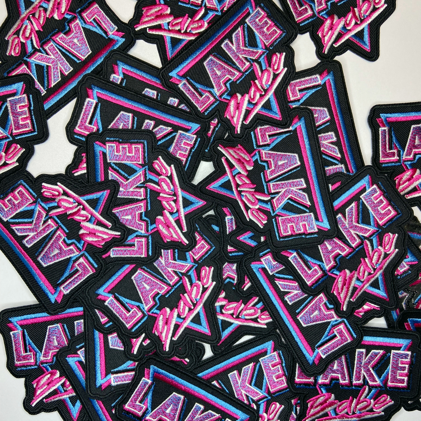 3" Lake Babe in Pink, Black and Blue - Embroidered Hat Patch