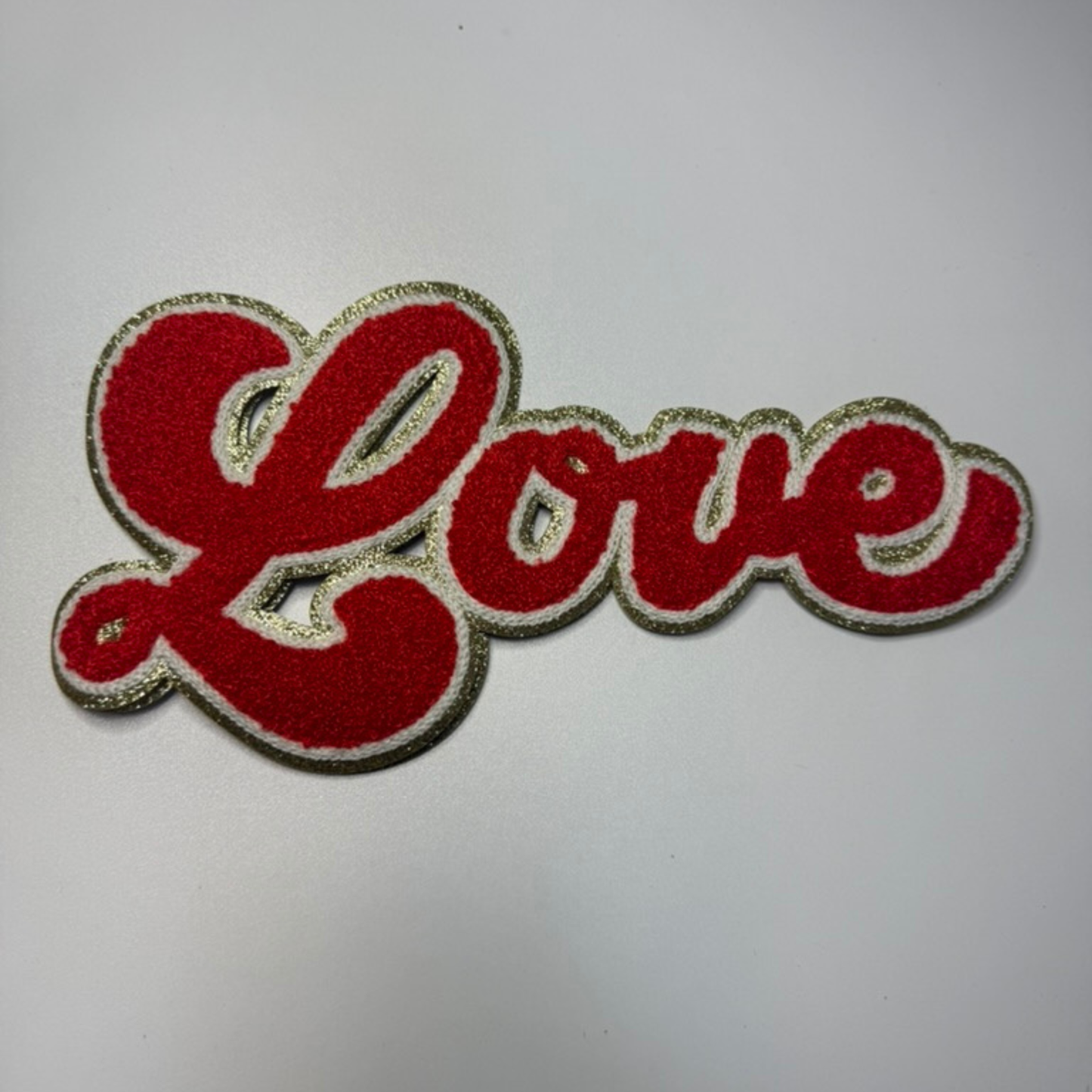 10"- LOVE Script - Chenille Patch (choice of color)