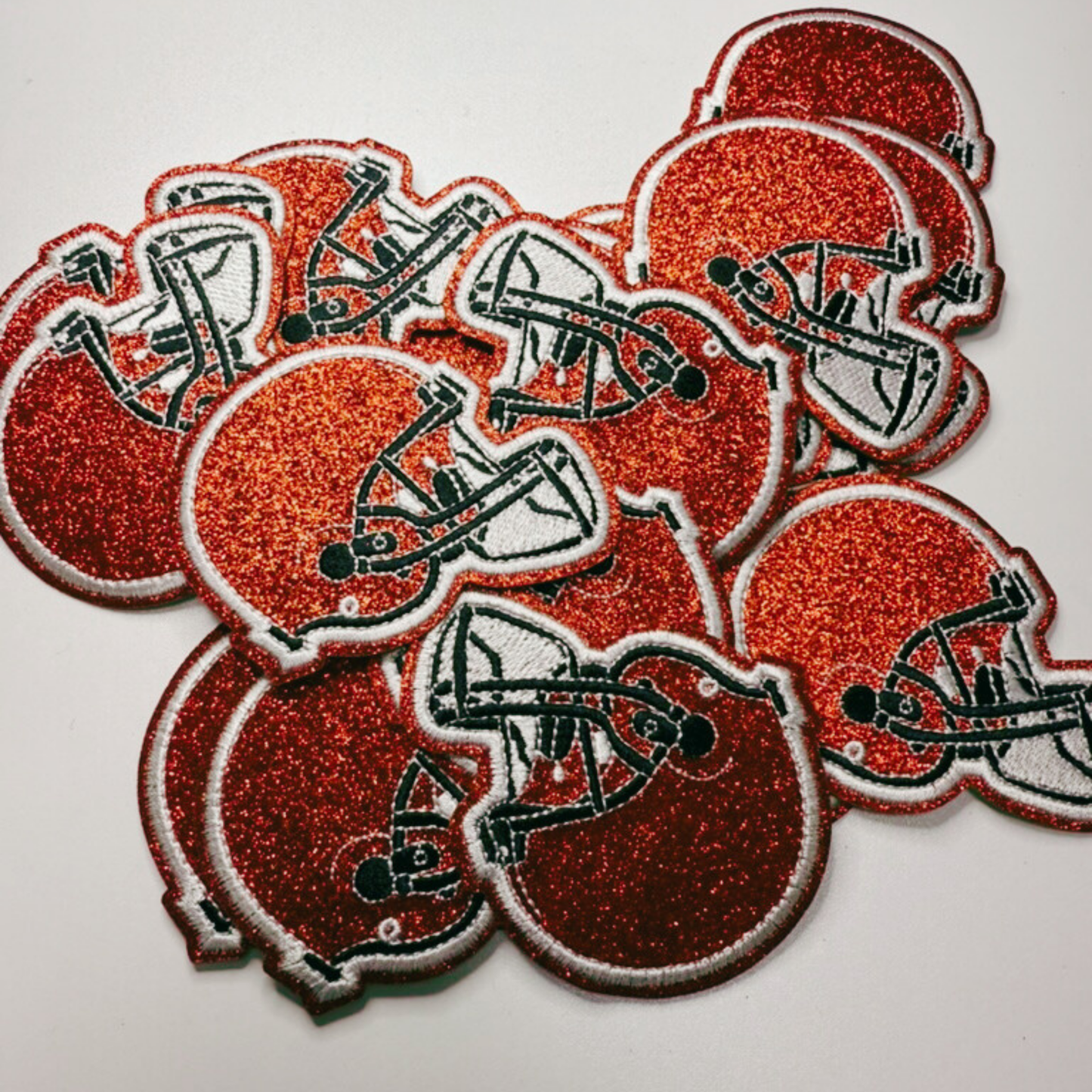3" Football Helmet in Glittered Embroidered Patch - Hat patch