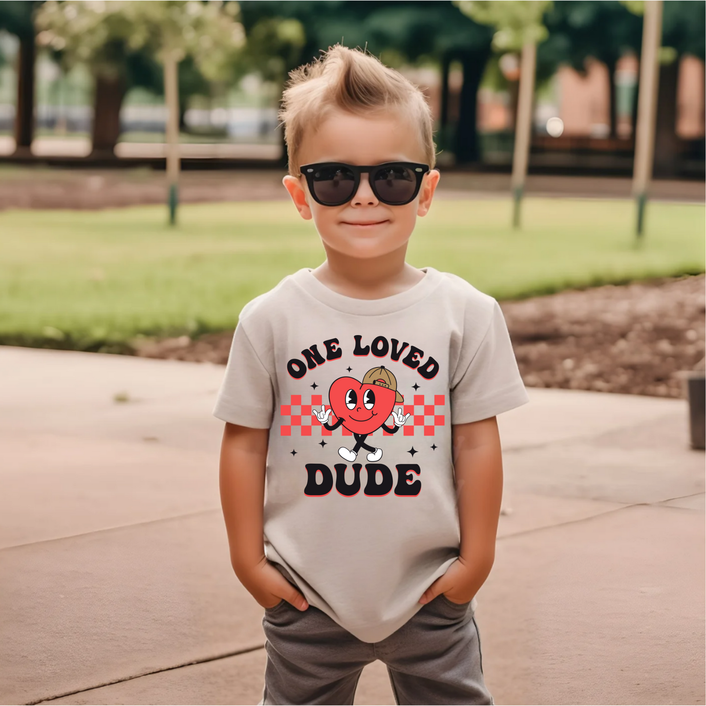 (Shirt not included) 7" One Loved Dude - Matte Clear Film Transfer
