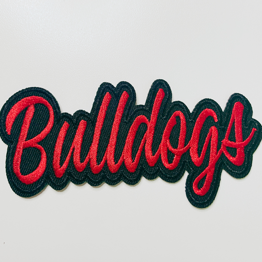 4" Bulldogs Red and Black - Embroidered Hat Patch