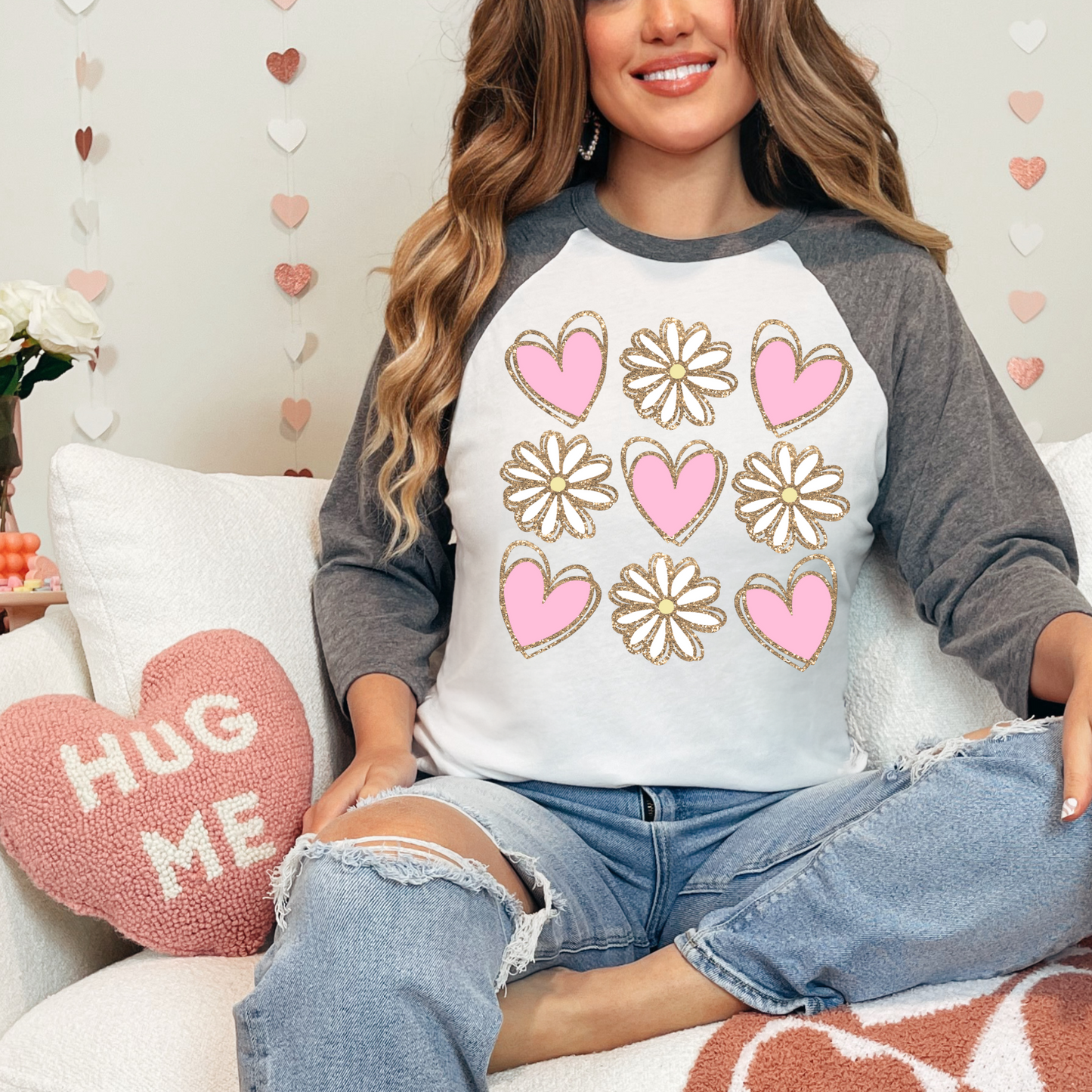 (Shirt not included) Flowers and Hearts - DTF (Cold Peel) Valentines