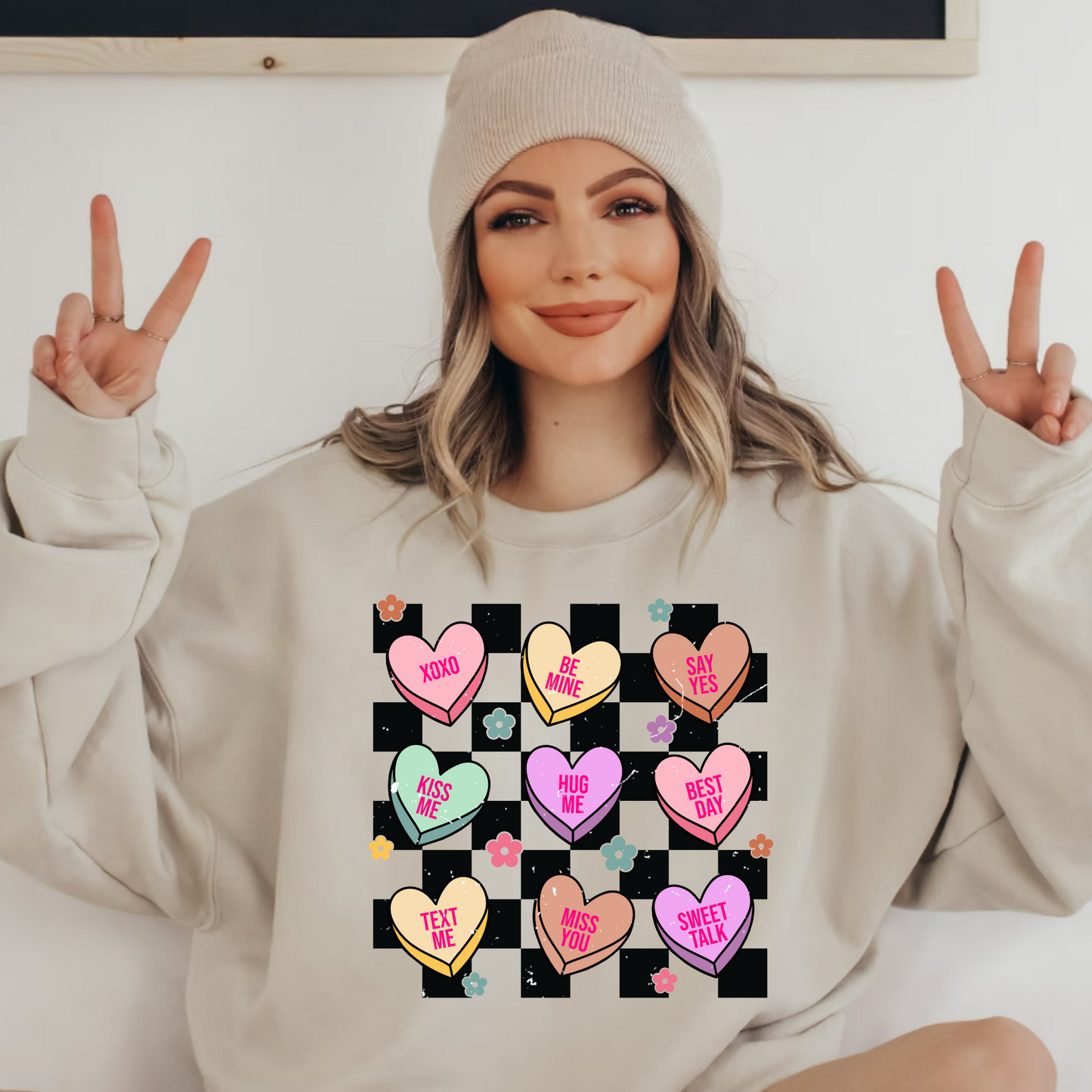 (Shirt not included) Candy Hearts - Matte Clear Film Transfer