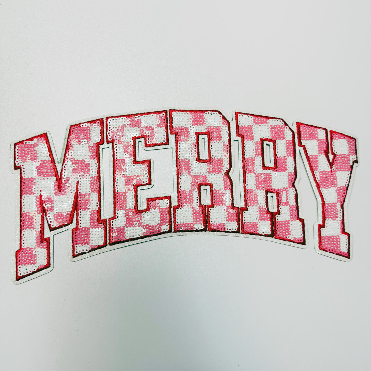 10.5" inch MERRY checkered - Sequin Patch
