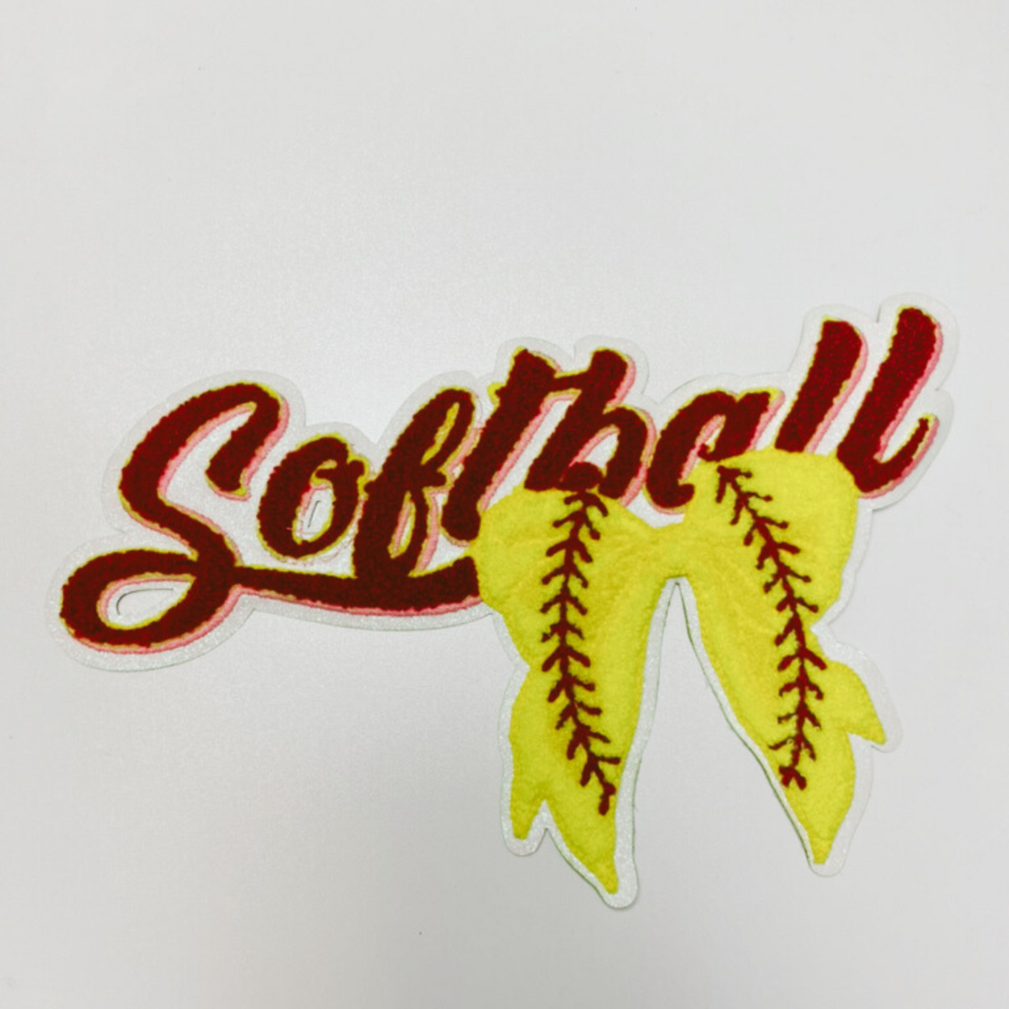 Softball with Bow - Chenille Patch