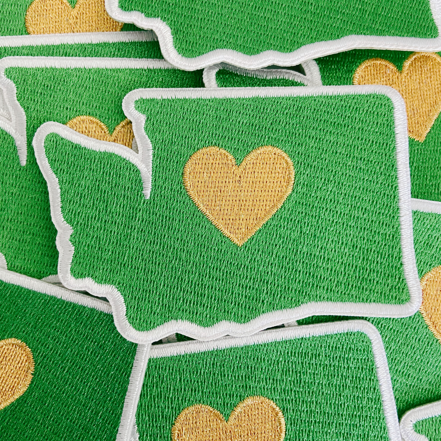 3" Washington state w Metallic Gold Heart - Embroidered Hat Patch