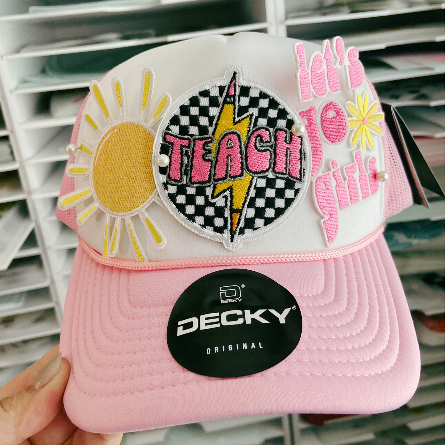 3" Checkered TEACH - Embroidered Hat Patch