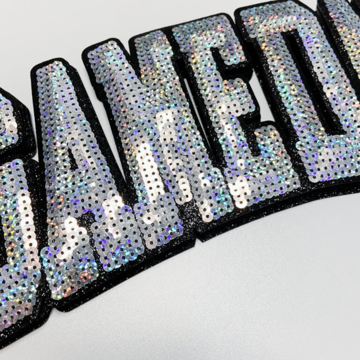 10.5” GAME DAY Iridescent - SEQUIN Patch w Black or White Backing