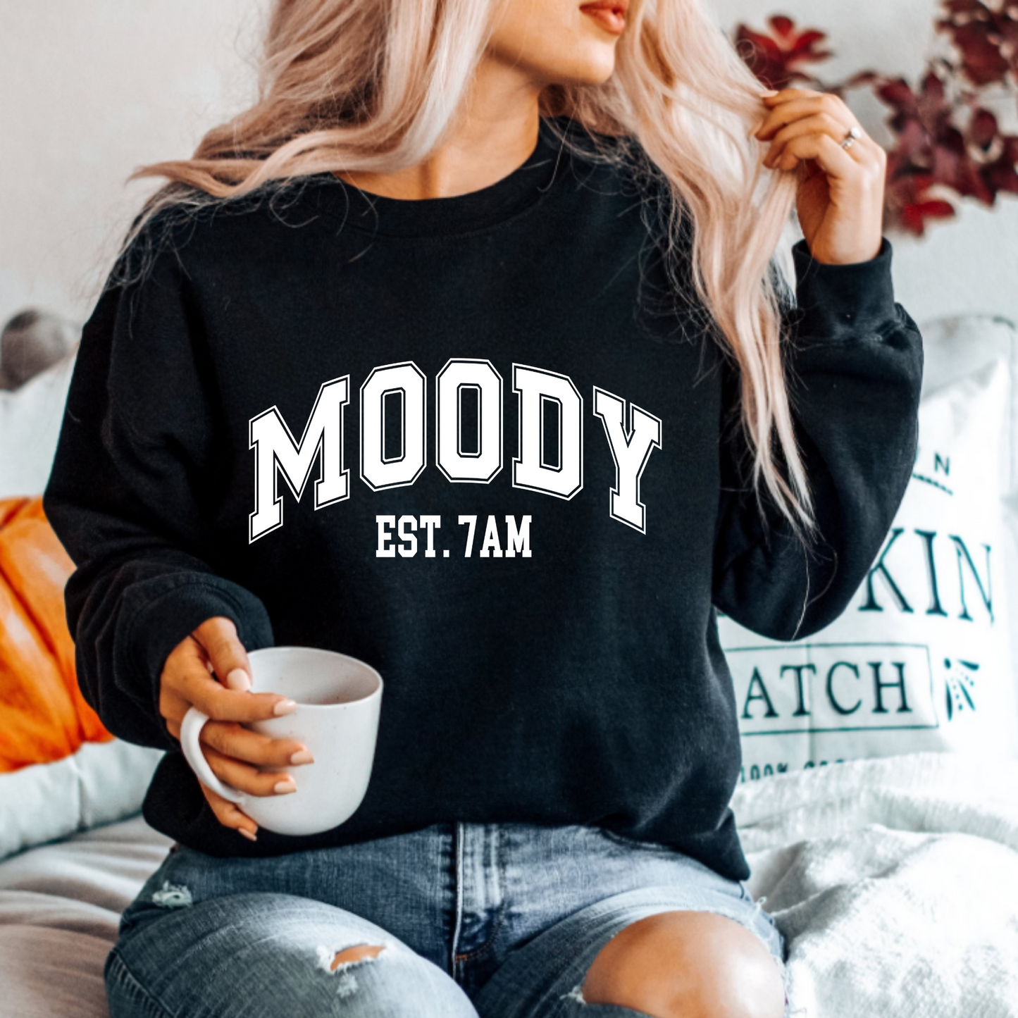 (shirt not included) MOODY 7am in WHITE Screen print Transfer