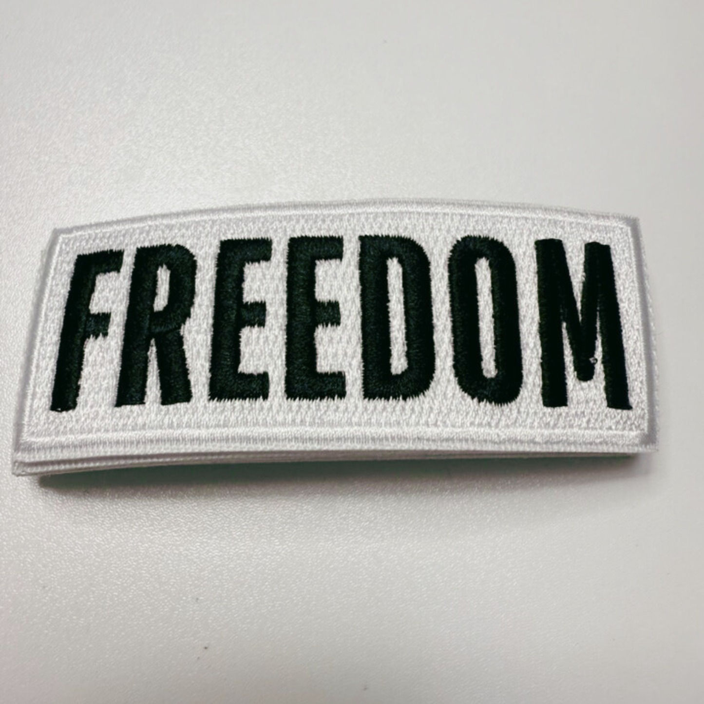 3.5" FREEDOM in White & Black - Embroidered Hat Patch