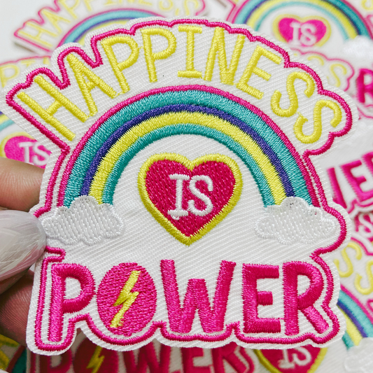 3" Happiness is POWER - Embroidered Hat Patch