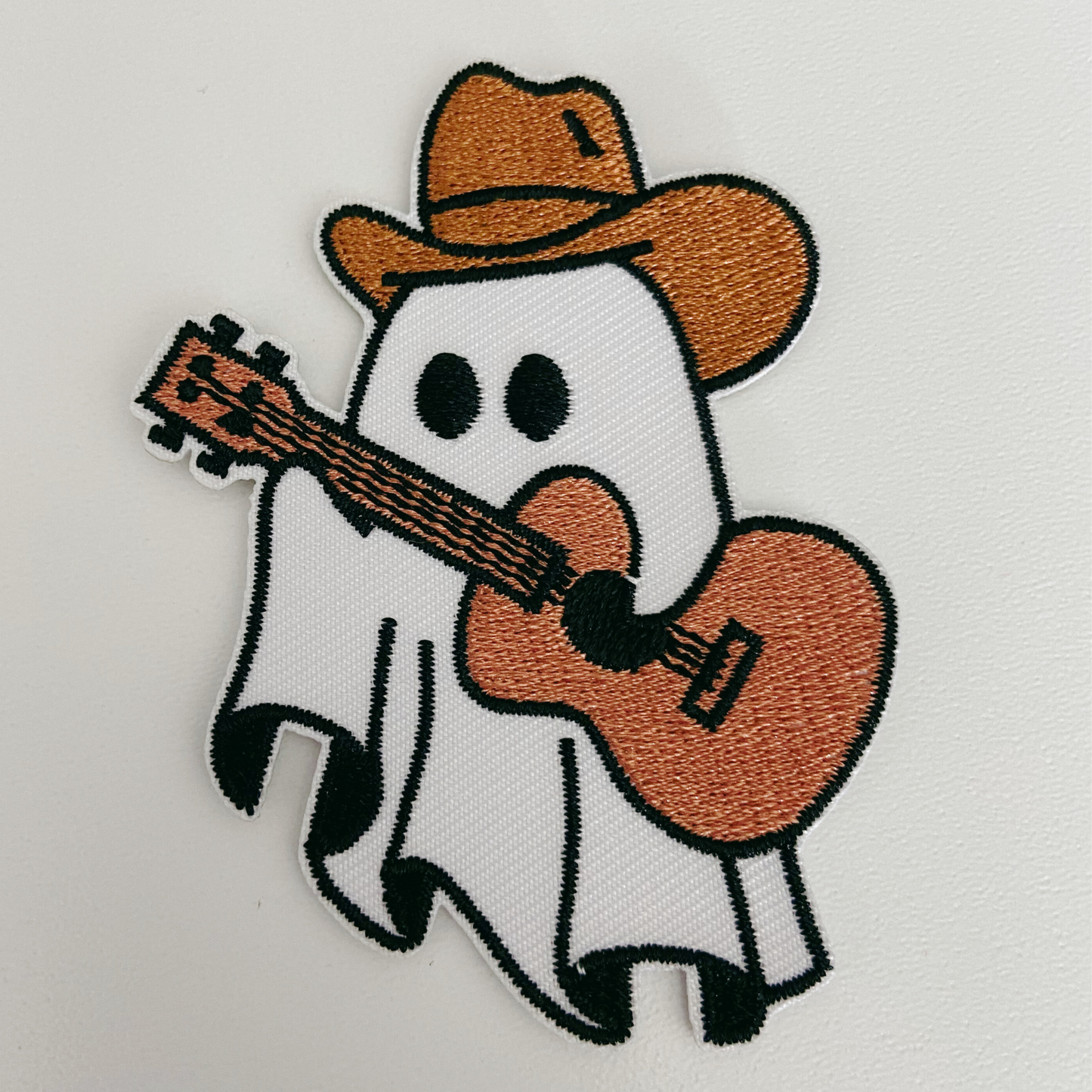 3" Western Ghost w Guitar - Embroidered Hat Patch