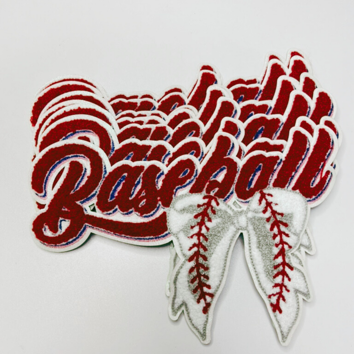 Baseball with Bow - Chenille Patch