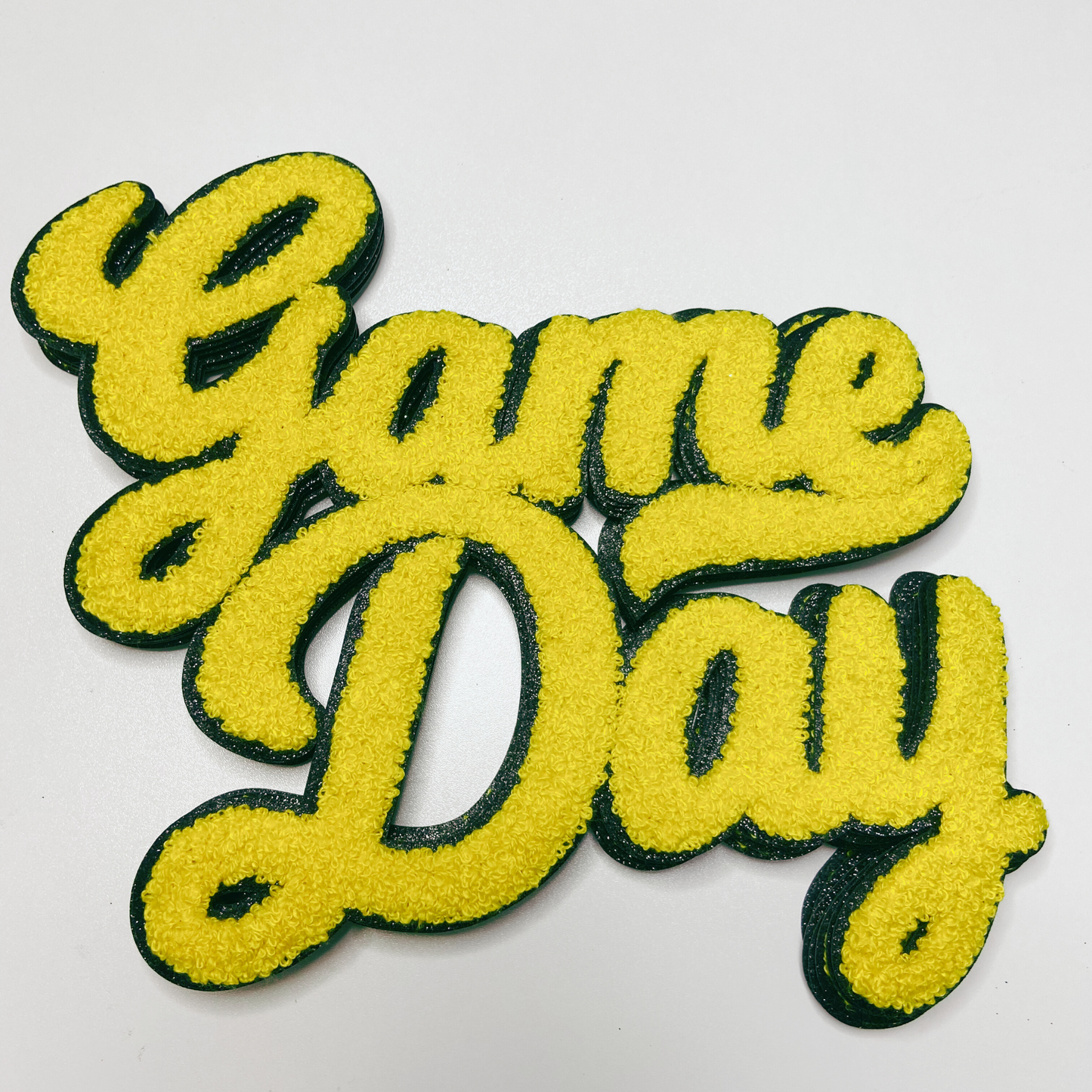 11” GAME DAY script in YELLOW - Chenille Patch