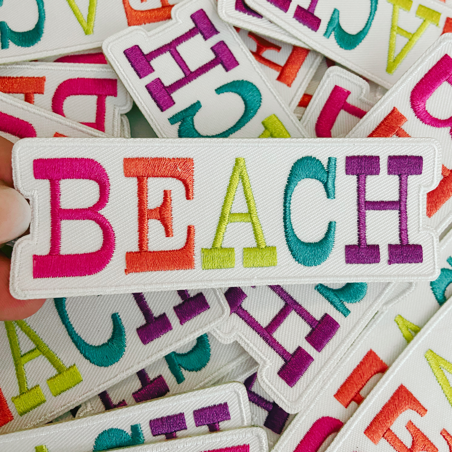 4" BEACH Multicolored - Embroidered Hat Patch