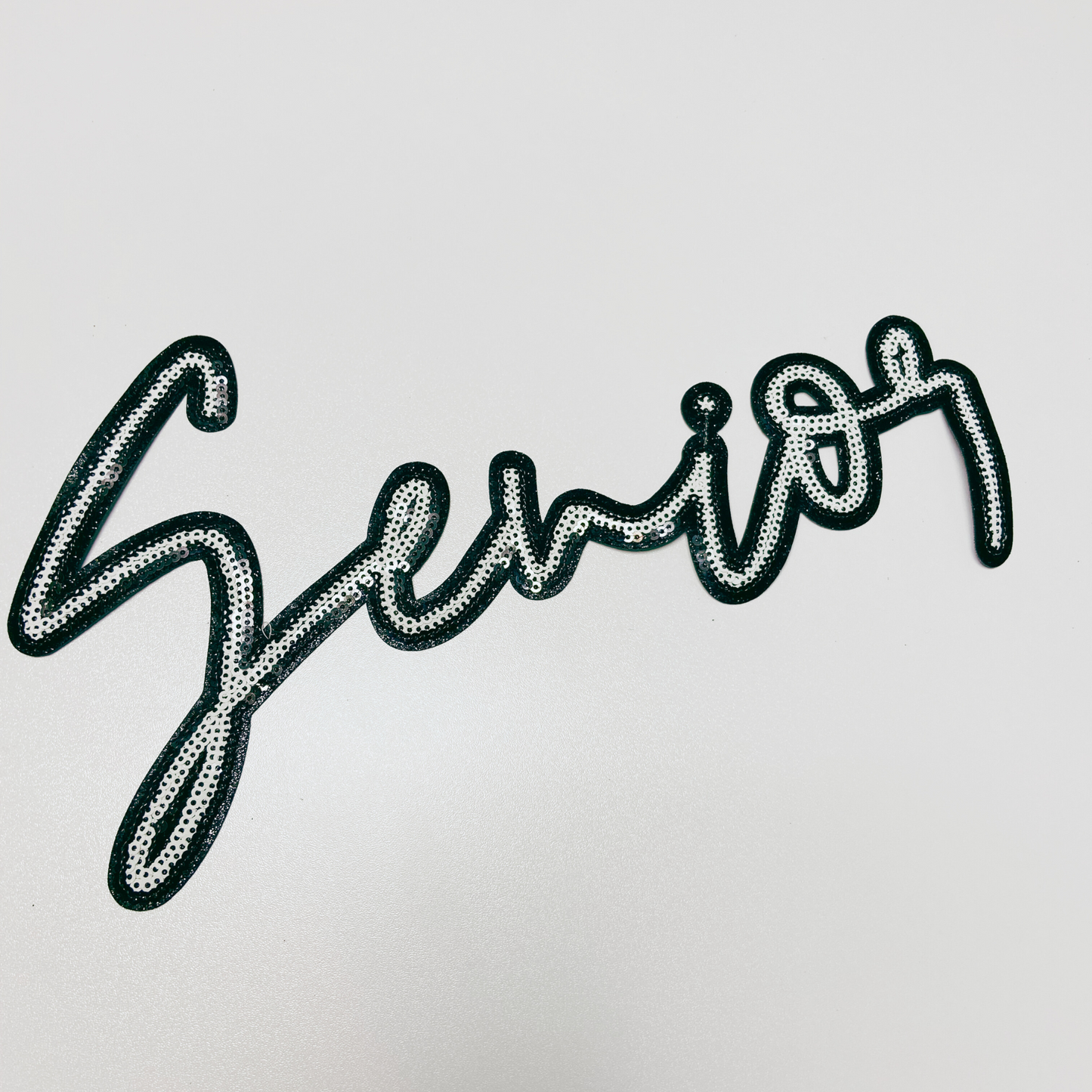 10" Senior in white & Black - Sequin Patch