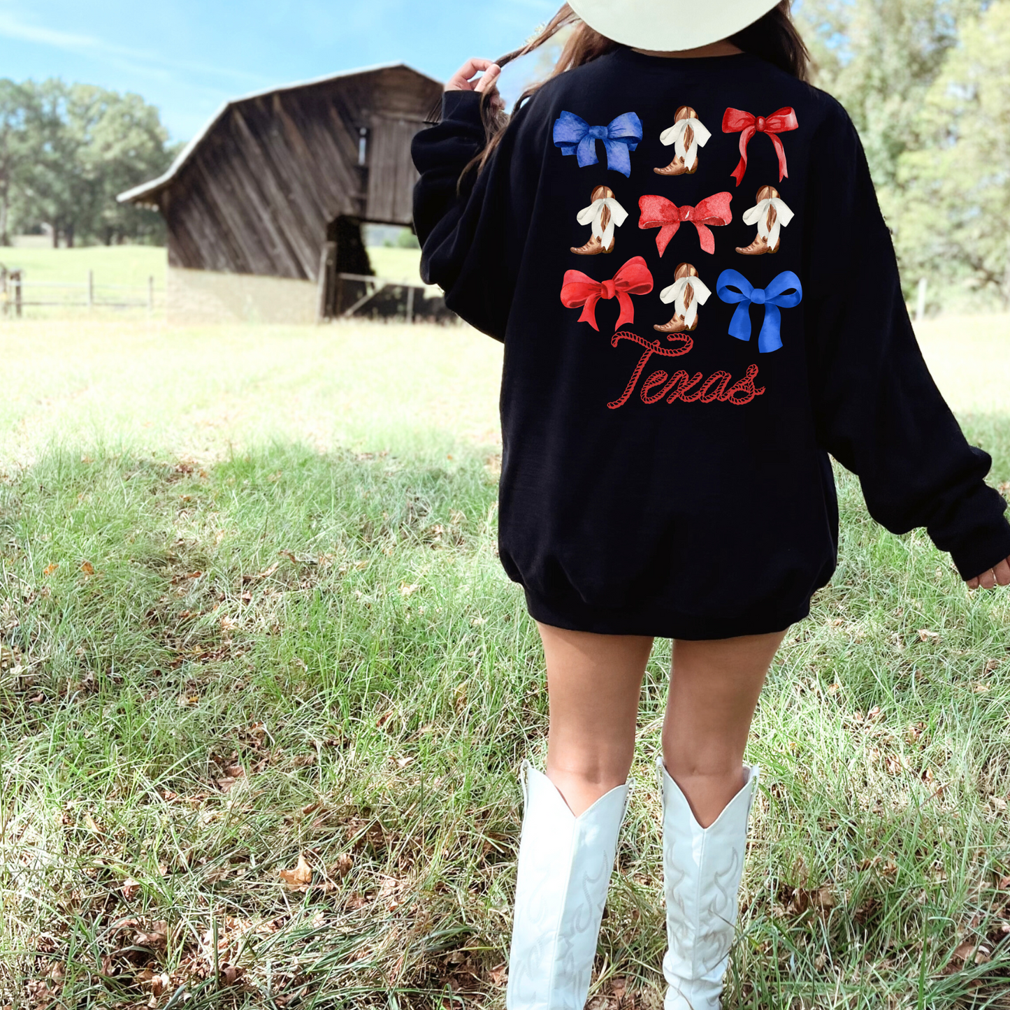 (shirt not included) Texas boots and Bows - Clear Film Transfer