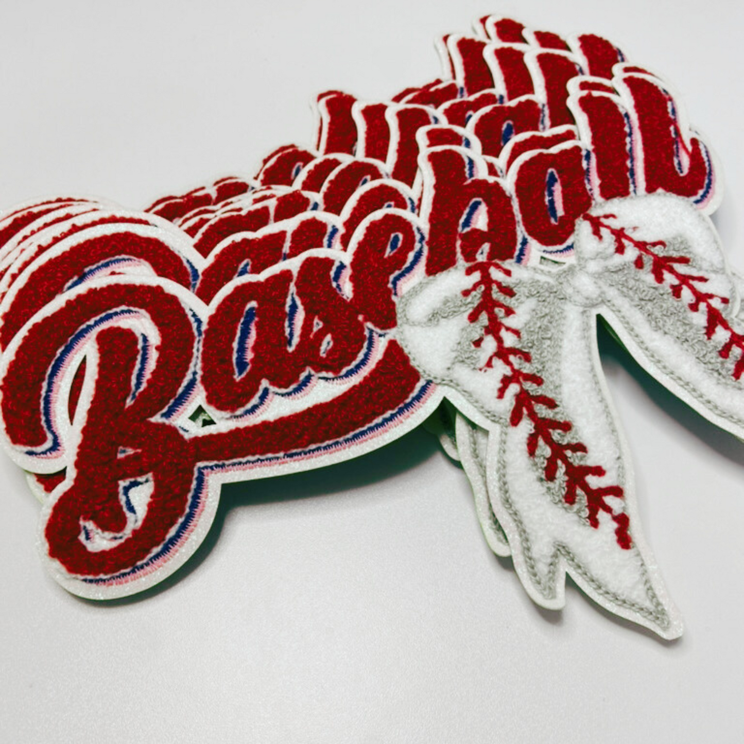 Baseball with Bow - Chenille Patch