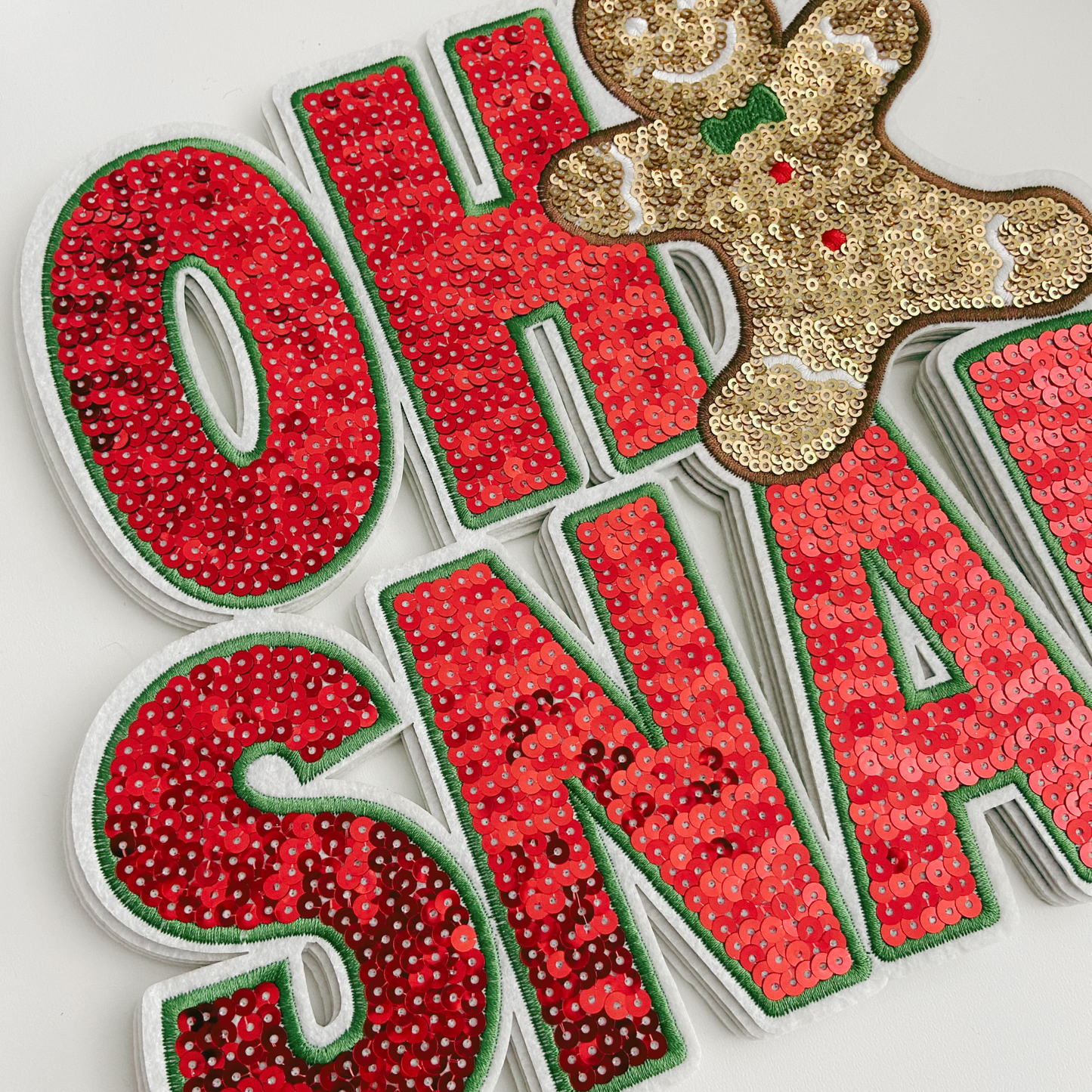 10.75" OH SNAP Gingerbread man - SEQUIN Patch