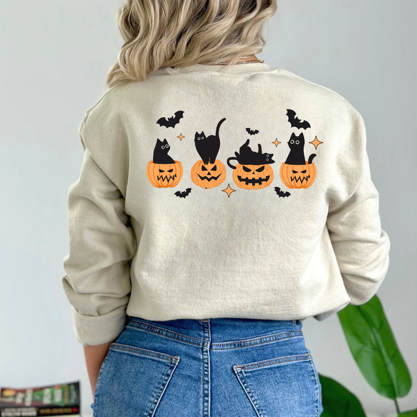 (shirt not included) Cats & pumpkins - Matte Clear Film Transfer