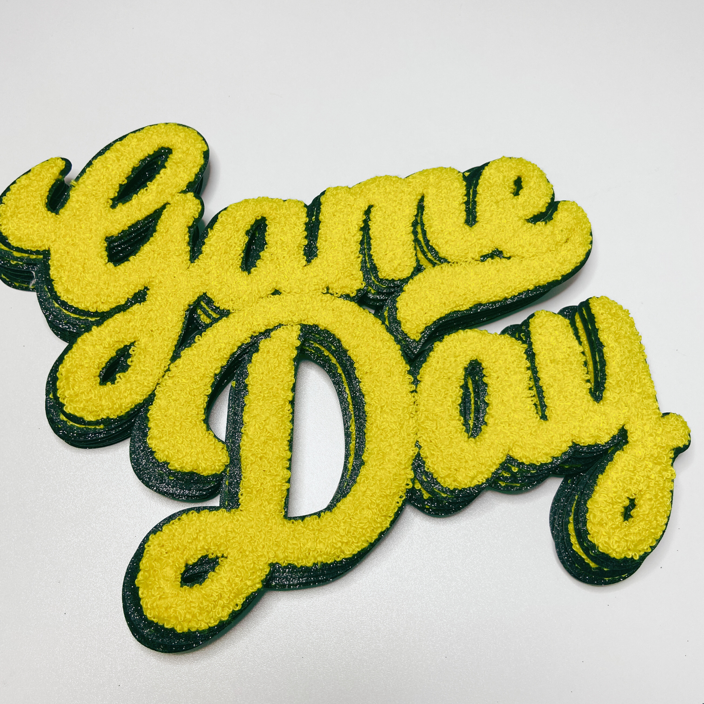 11” GAME DAY script in YELLOW - Chenille Patch