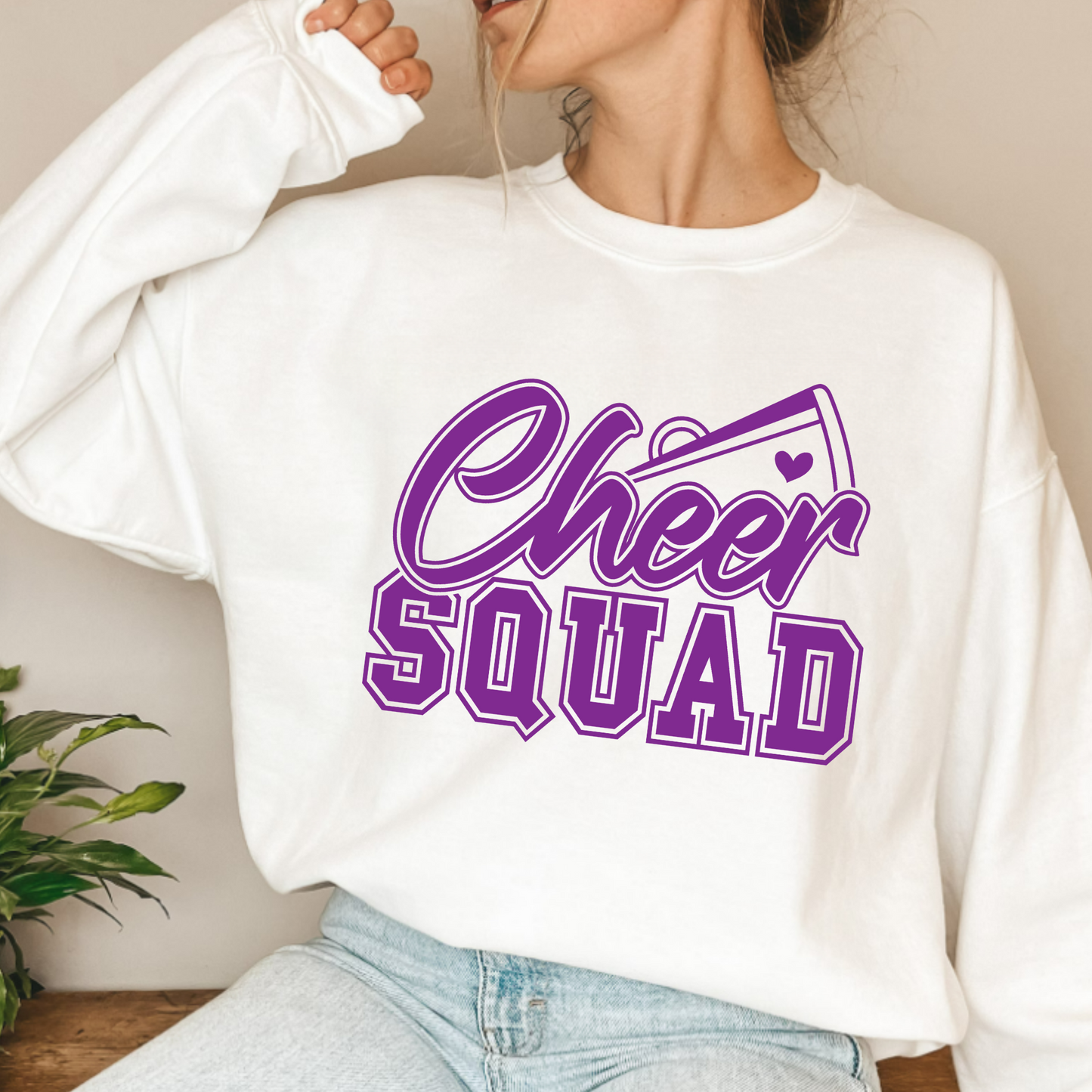 (shirt not included) CHEER Squad in Metallic Amethyst- Screen print Transfer