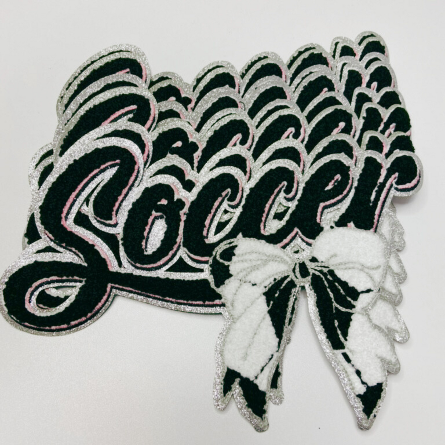 Soccer with Bow - Chenille Patch