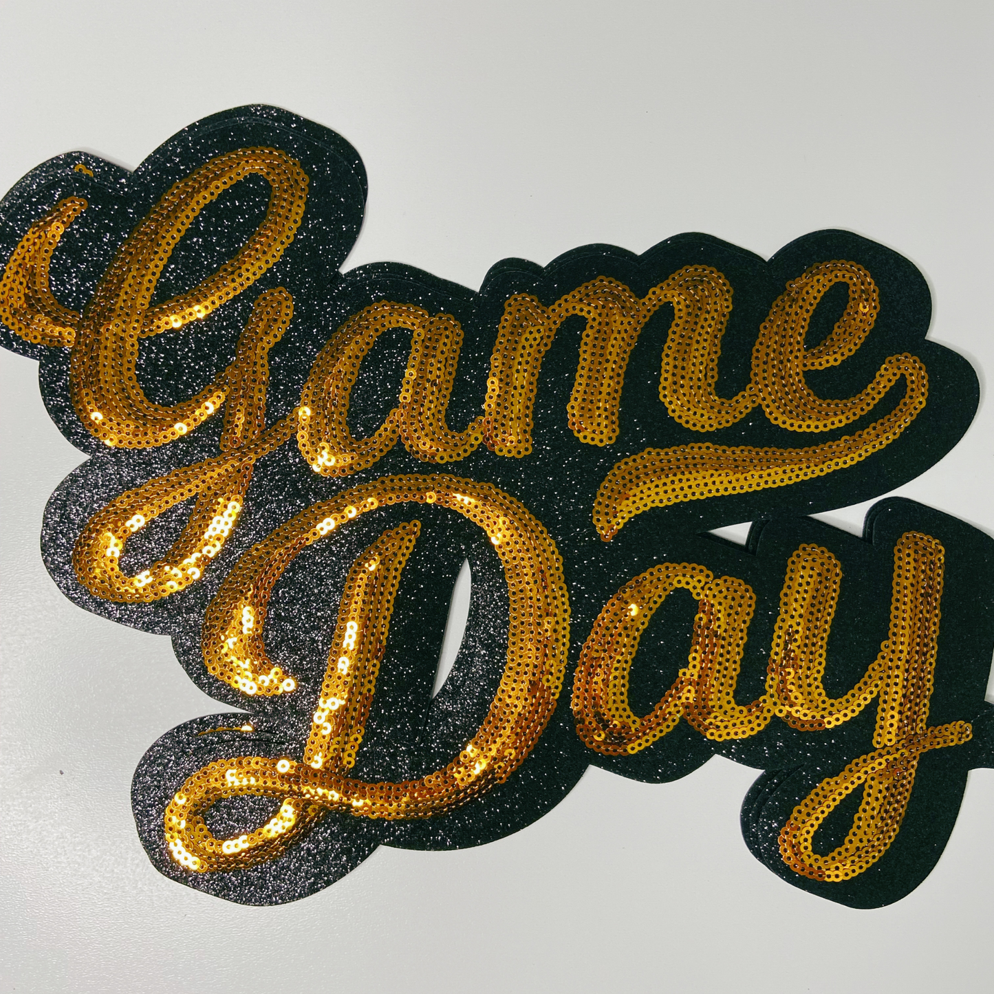 11” GAME DAY script in ORANGE- SEQUIN Patch