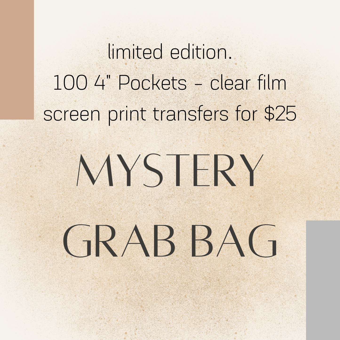 POCKETS Grab Bag - 100 Pocket Clear Film screen print Transfers