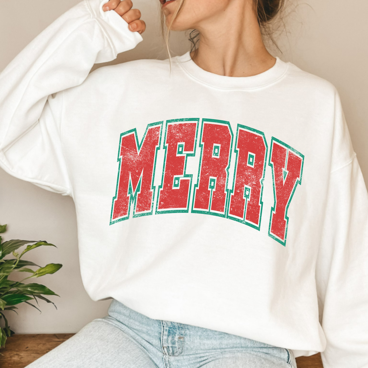 (shirt not included) MERRY Red & Green - Matte Clear Film Transfer