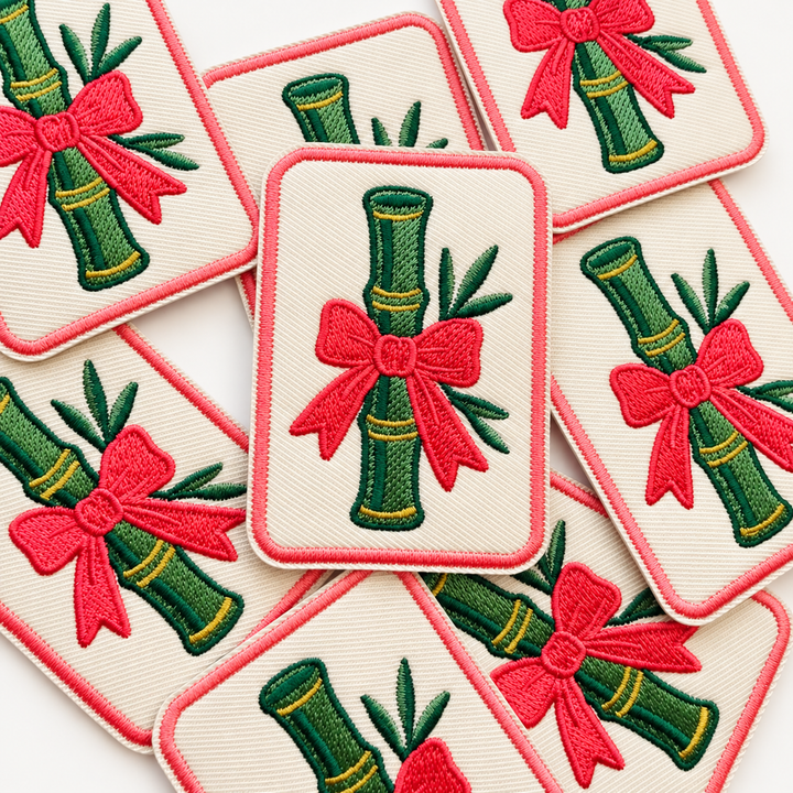 2.5" Mahjong Bamboo or Peacock   -  Embroidered Hat Patch