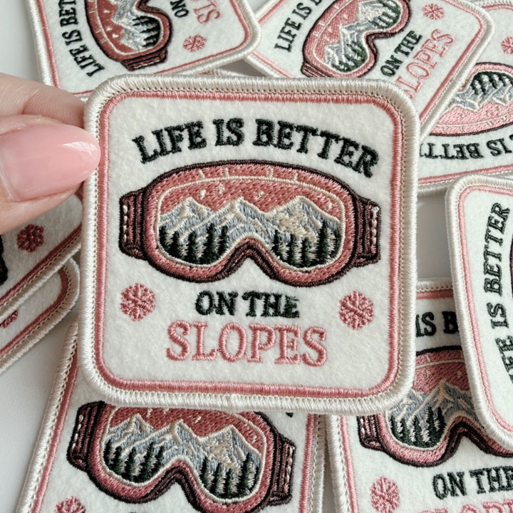 2.5" Life is Better on the Slopes -  Embroidered Hat Patch