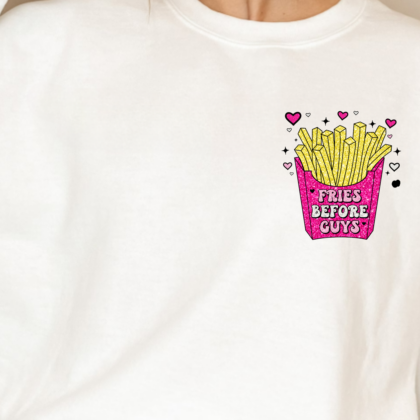 (Shirt not included) 7" Fries Before guys -  Matte Clear Film Transfer
