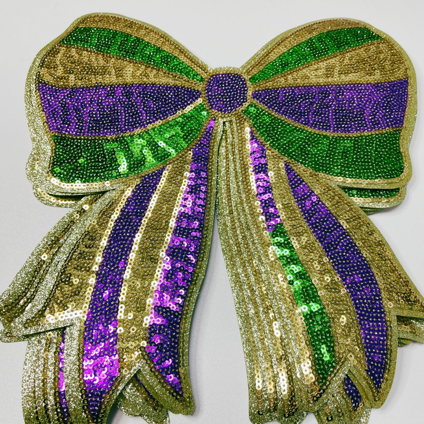 10" x 10.5” Mardi Gras Bow - Sequin Patch