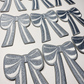3" Blue and White Bow -  Embroidered Hat Patch
