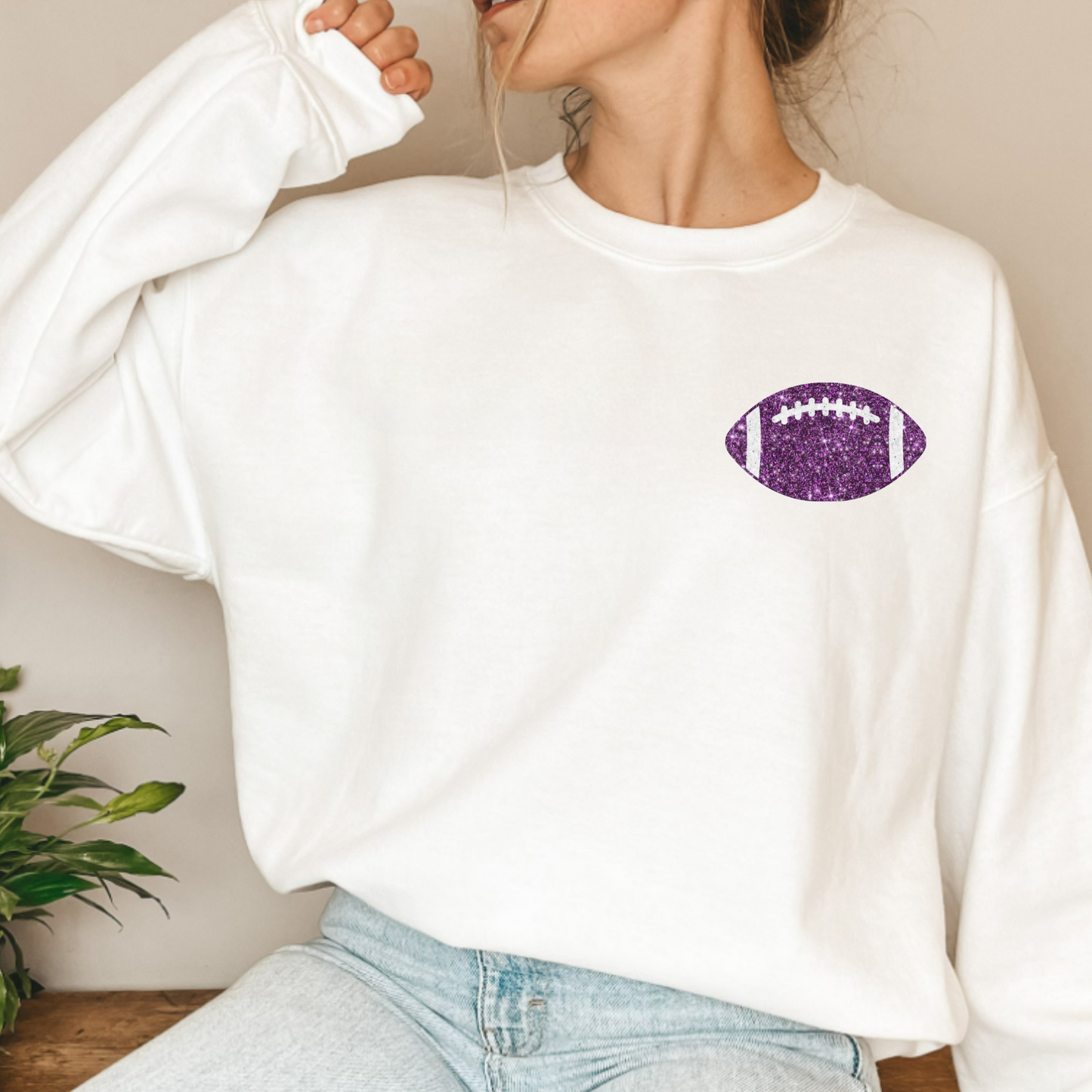 (Shirt not included) FAUX glitter FOOTBALL pocket - Screen print Transfer