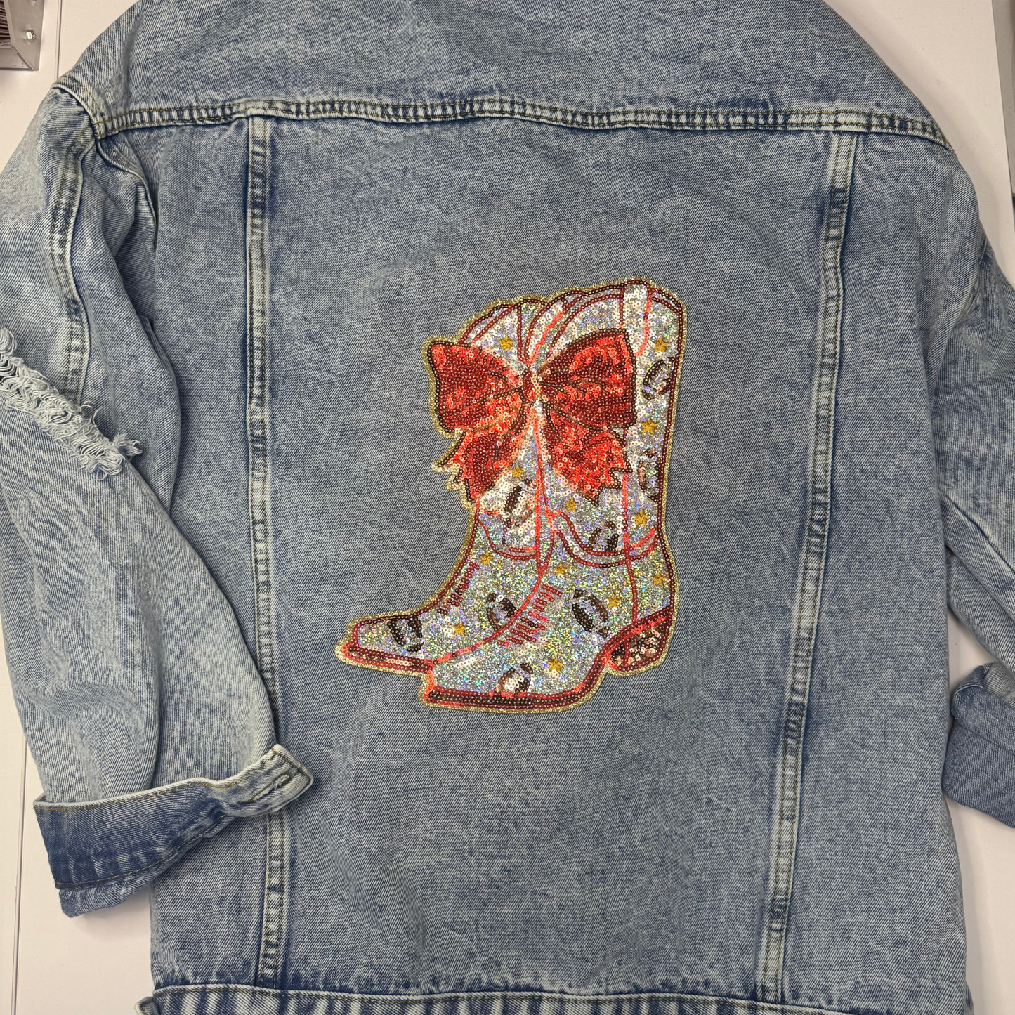 10" Football Cowboy Boots  - Sequin Patch