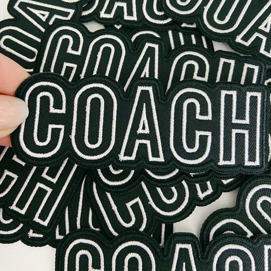 4" COACH in White & Black - Embroidered Hat Patch