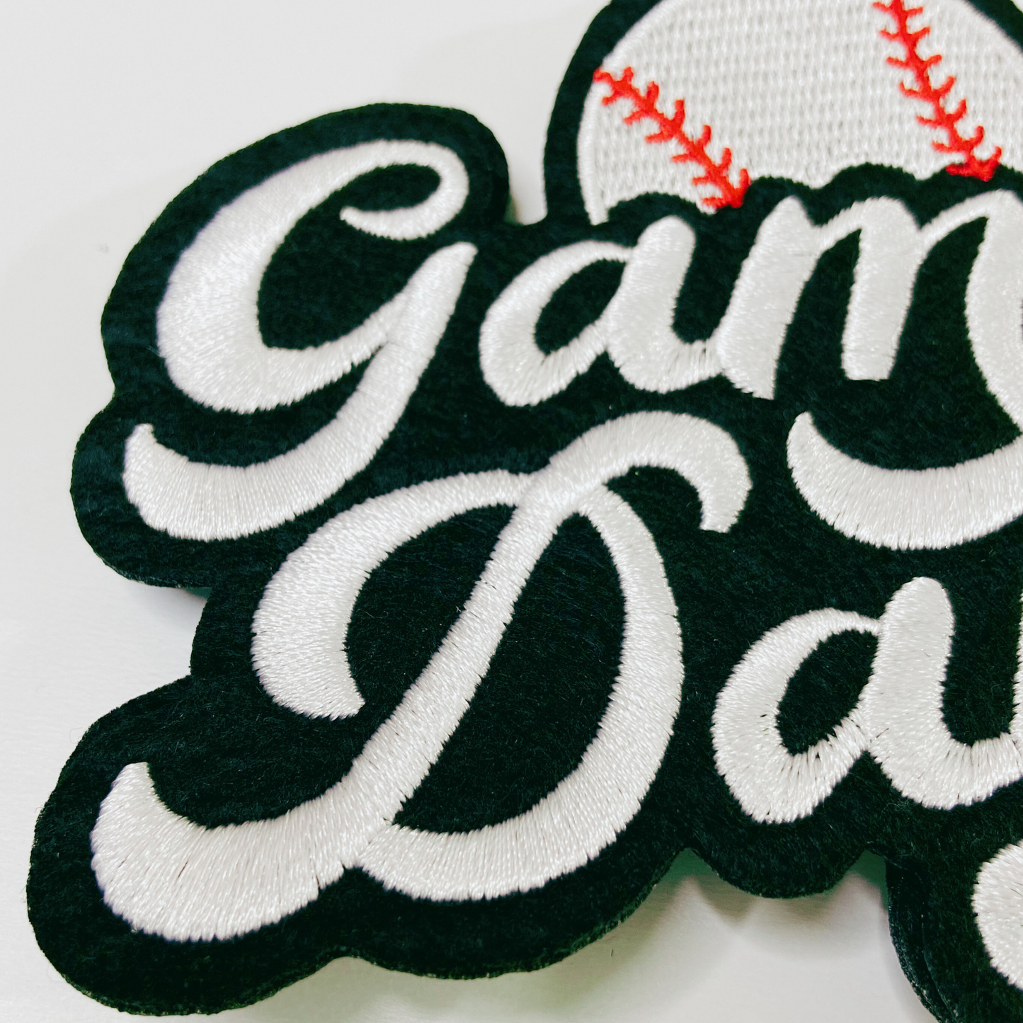 GAME DAY Baseball  -4" Embroidered Patch in White & Black