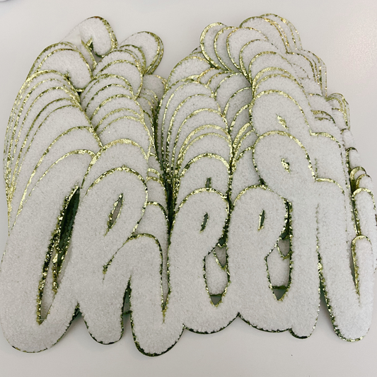 CHEER in White 10.5" wide - Chenille Patch