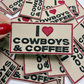 3" I Heart Cowboys & COFFEE -  Embroidered Hat Patch