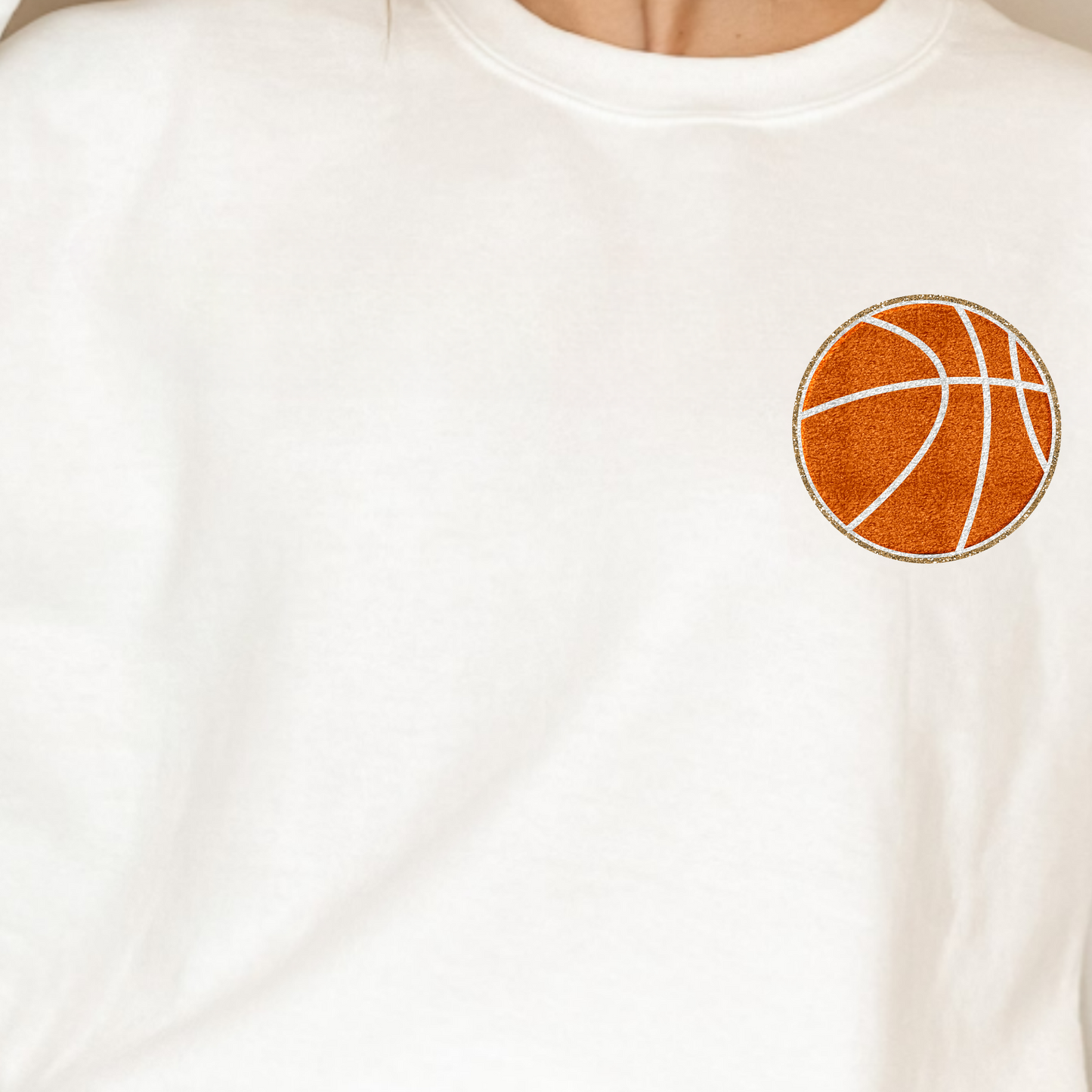 (shirt not included) Faux Chenille Patch Basketball Pocket - Clear Film Transfer