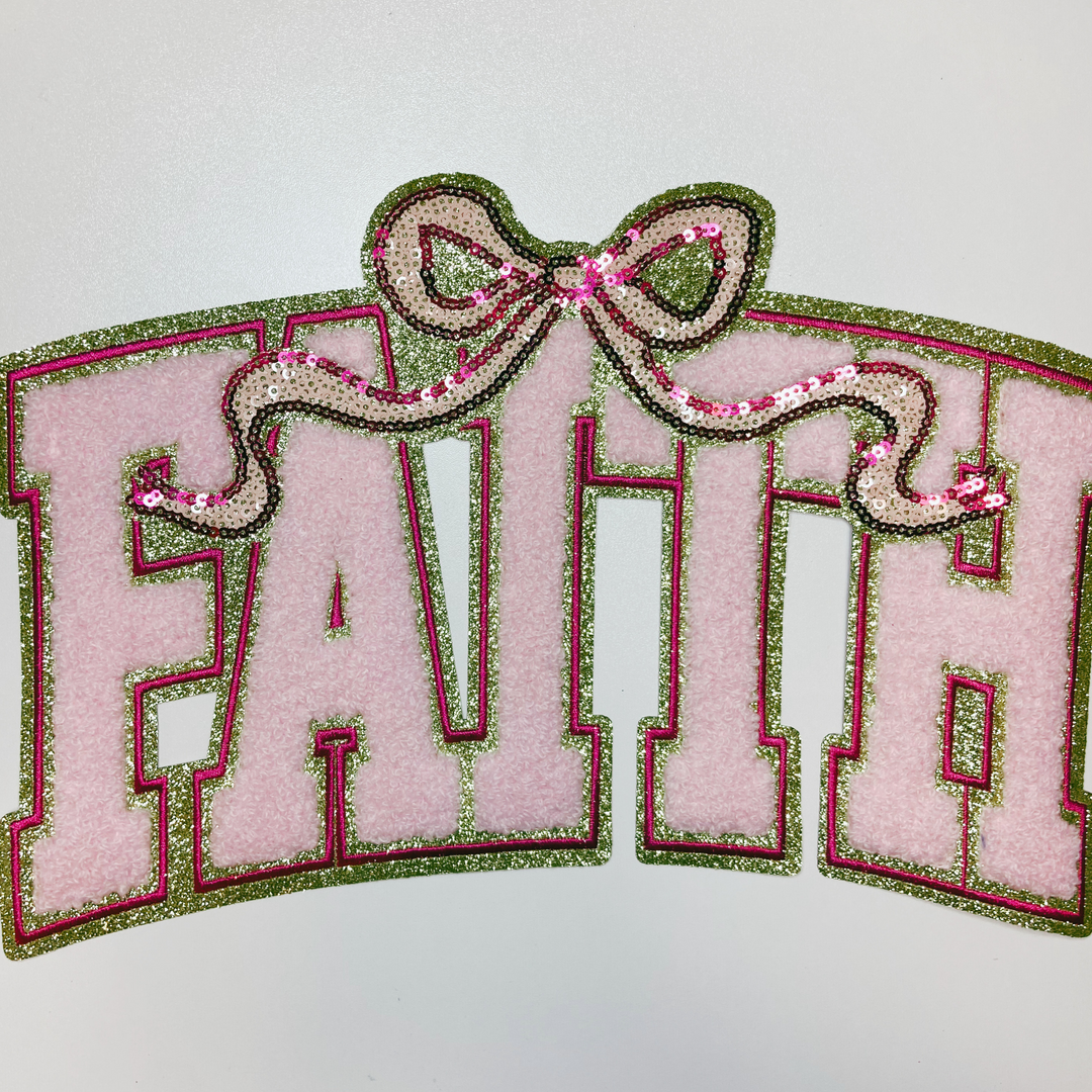 10.75 ” Faith w/ Bow - Chenille Patch