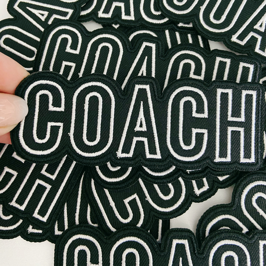 4" COACH in White & Black -  Embroidered Hat Patch