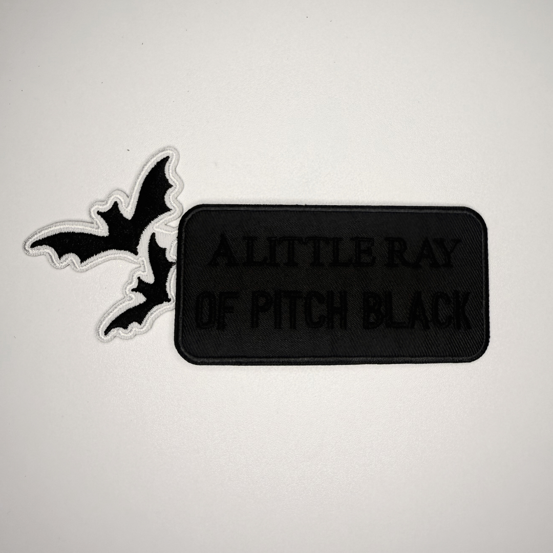 4" A Little Ray of PITCH BLACK -  Embroidered Hat Patch