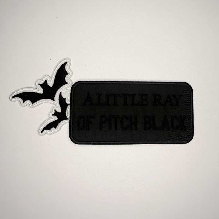 4" A Little Ray of PITCH BLACK -  Embroidered Hat Patch