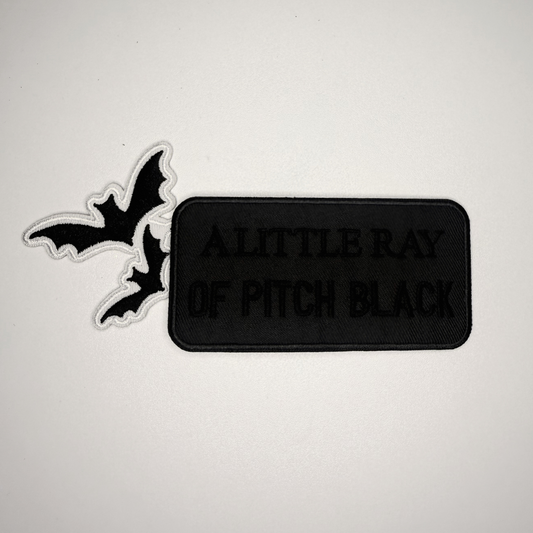 4" A Little Ray of PITCH BLACK -  Embroidered Hat Patch
