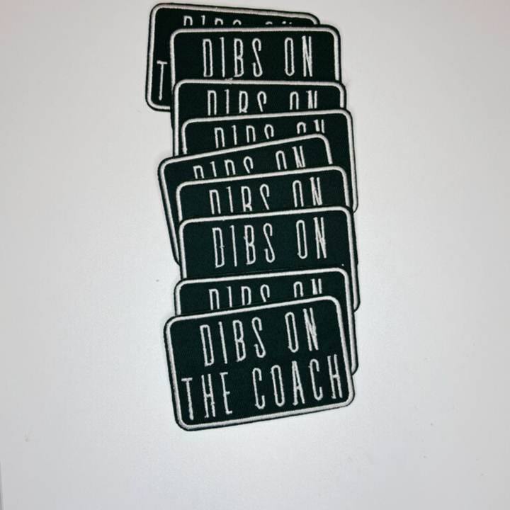 3" Dibs on the Coach in White &amp; Black -  Embroidered Hat Patch